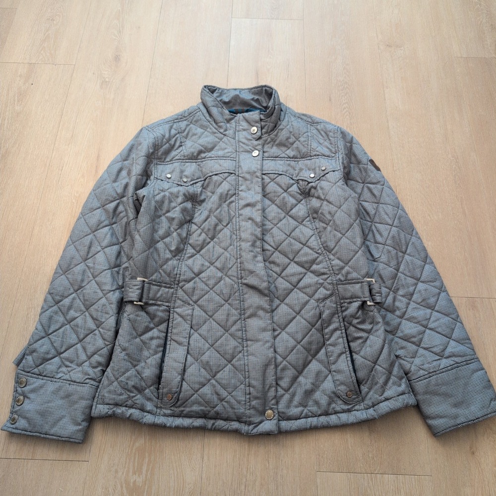 Ariat Womens Large Quilted Houndstooth Equestrian Jacket Grey Blue